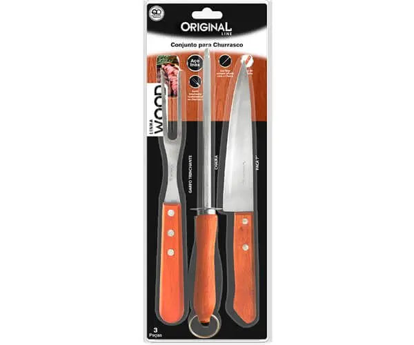 Conjunto de Churrasco Wood 3pcs Original Line