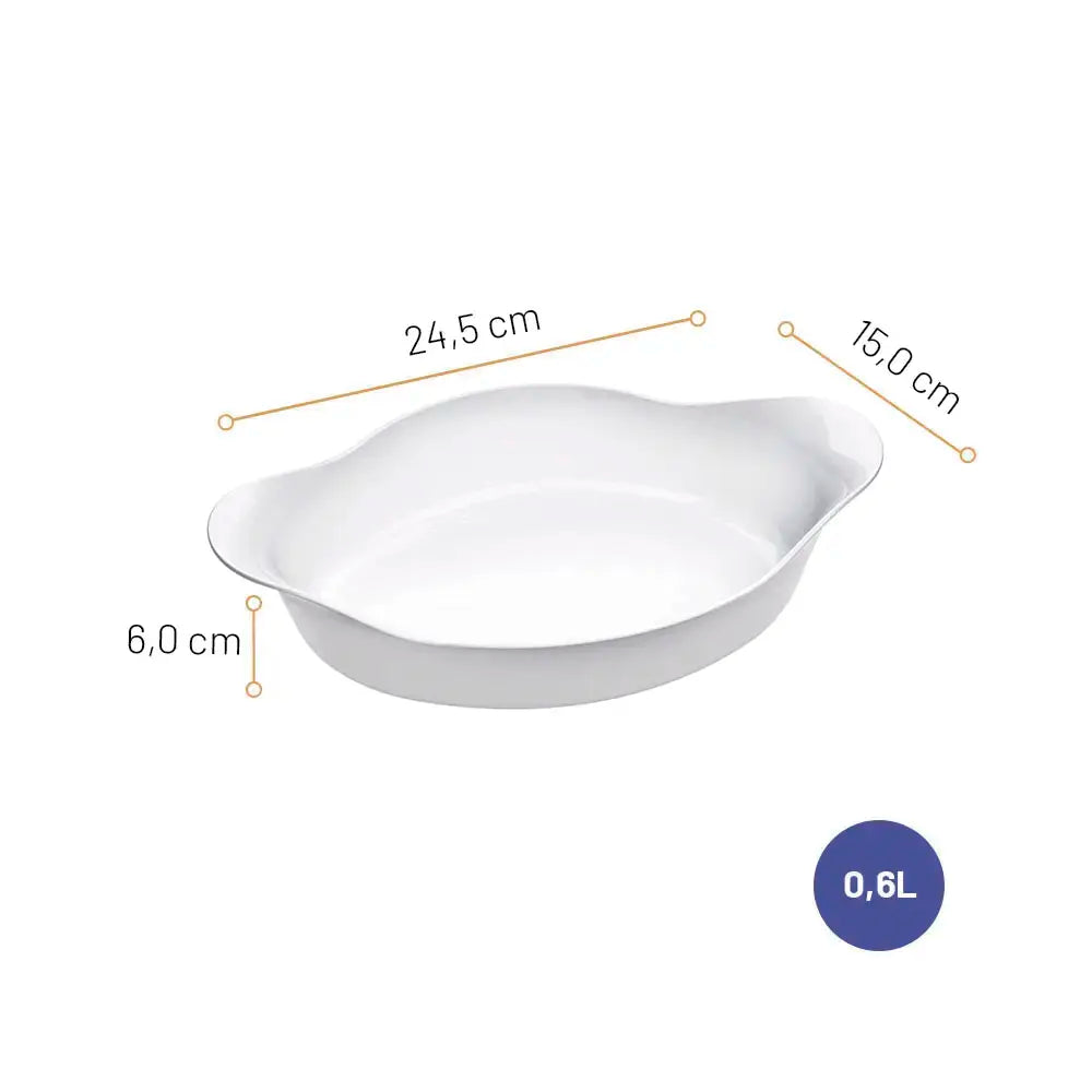 Assadeira Oval Branca Marinex Opaline de 600ml