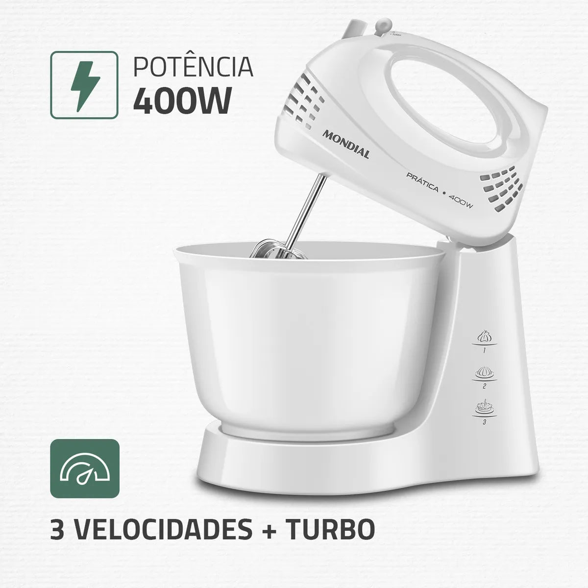 Batedeira Prática, Mondial, 400W - B-44-W Branco