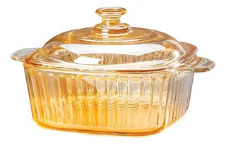 Tigelas De Vidro Ambar 1lt com tampa