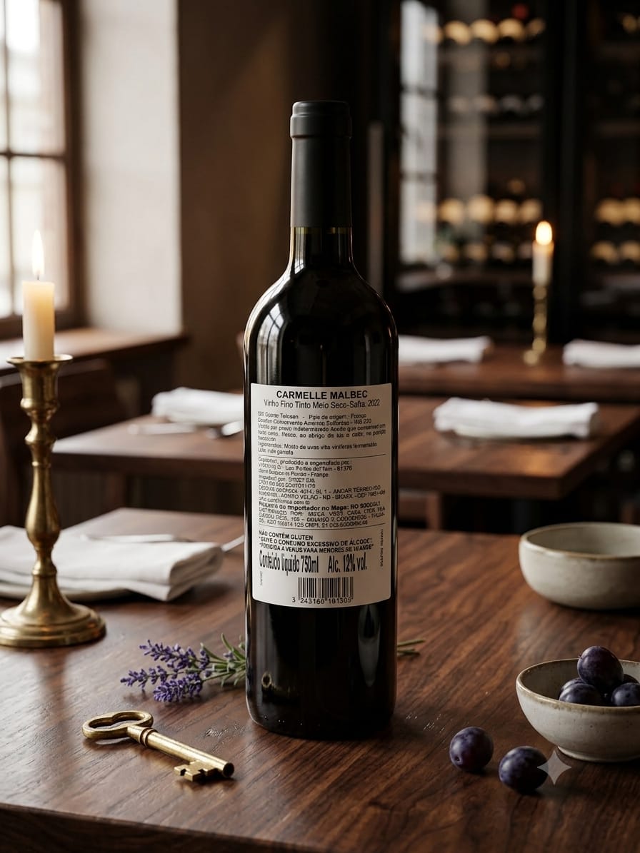 Vinho Fino Tinto Meio Seco Carmelle Malbec 750ml