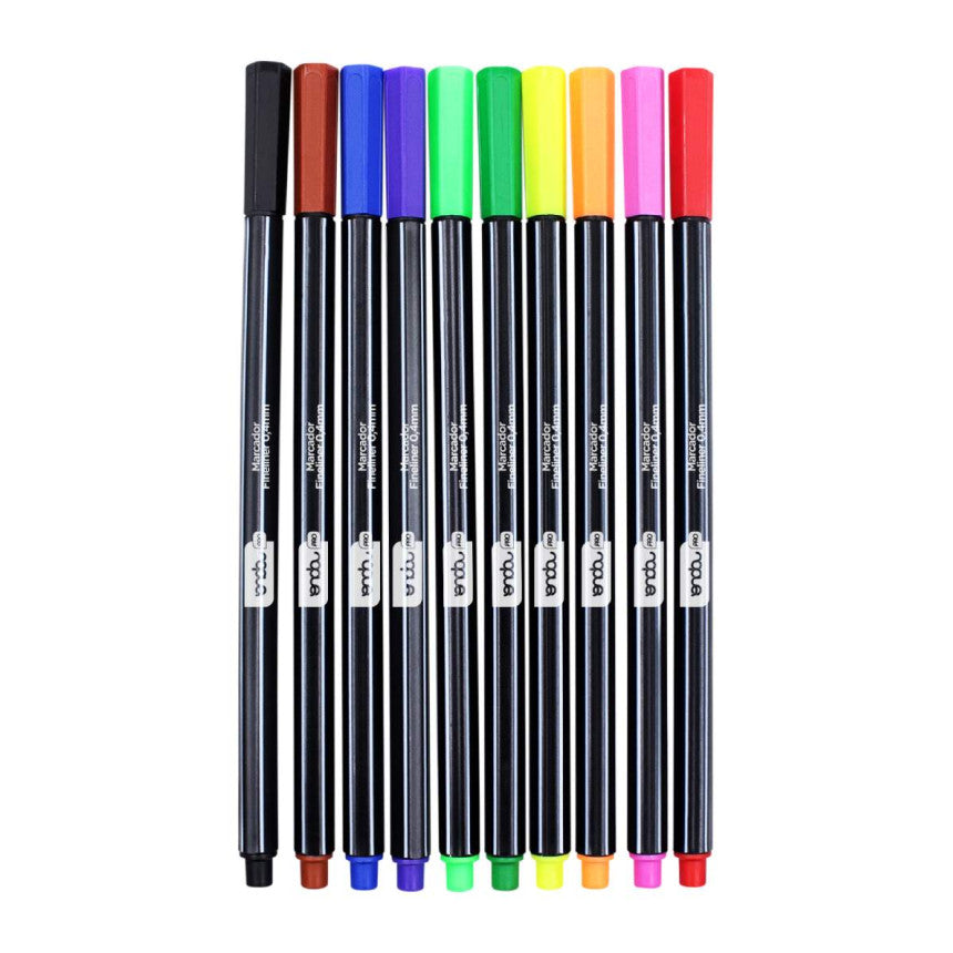 Marcador Fineliner 0.4mm - Estojo com 10 Cores