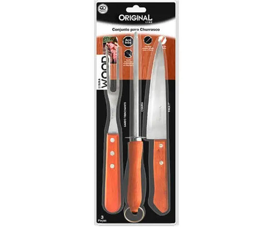 Conjunto de Churrasco Wood 3pcs Original Line