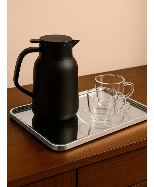 Bandeja Espelhada Plástca na Cor Prata Retangular 30x20cm Ub10265