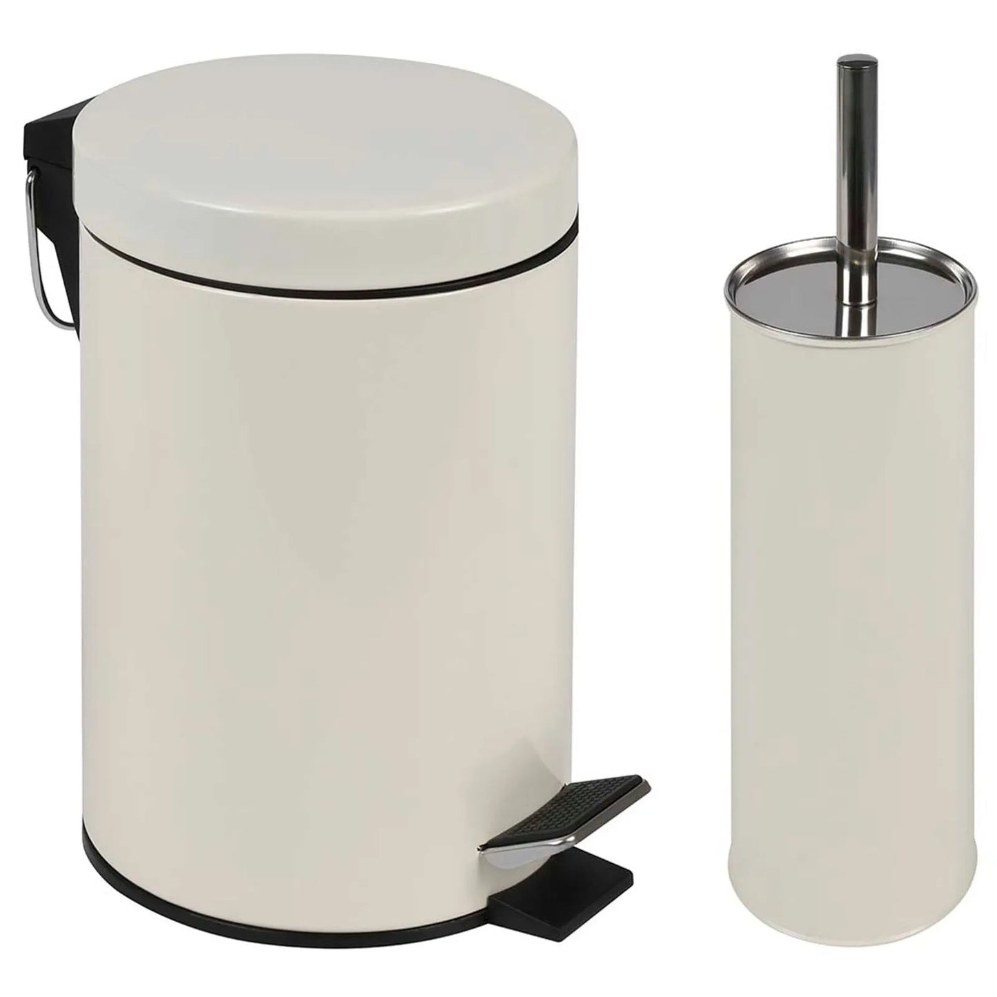 Conjunto Ágata Lixeira 3 Litros e Escova Higiênica Bege