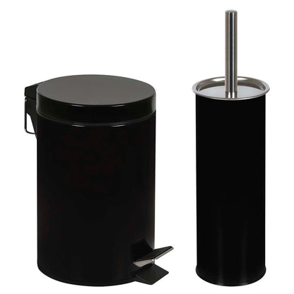 Conjunto Ágata Lixeira 3 Litros e Escova Higiênica Preto