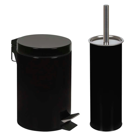 Conjunto Ágata Lixeira 3 Litros e Escova Higiênica Preto