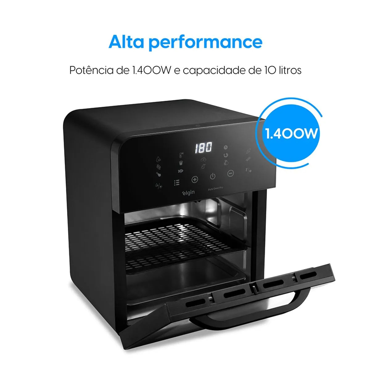 Fritadeira Air fryer Forno Style Oven Fry 10 Litros 220V 1.400W Grelha Removível com Painel Digital