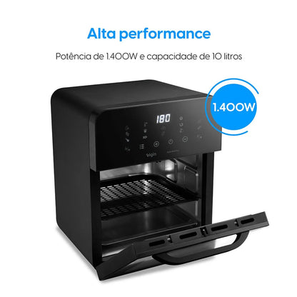 Fritadeira Air fryer Forno Style Oven Fry 10 Litros 220V 1.400W Grelha Removível com Painel Digital