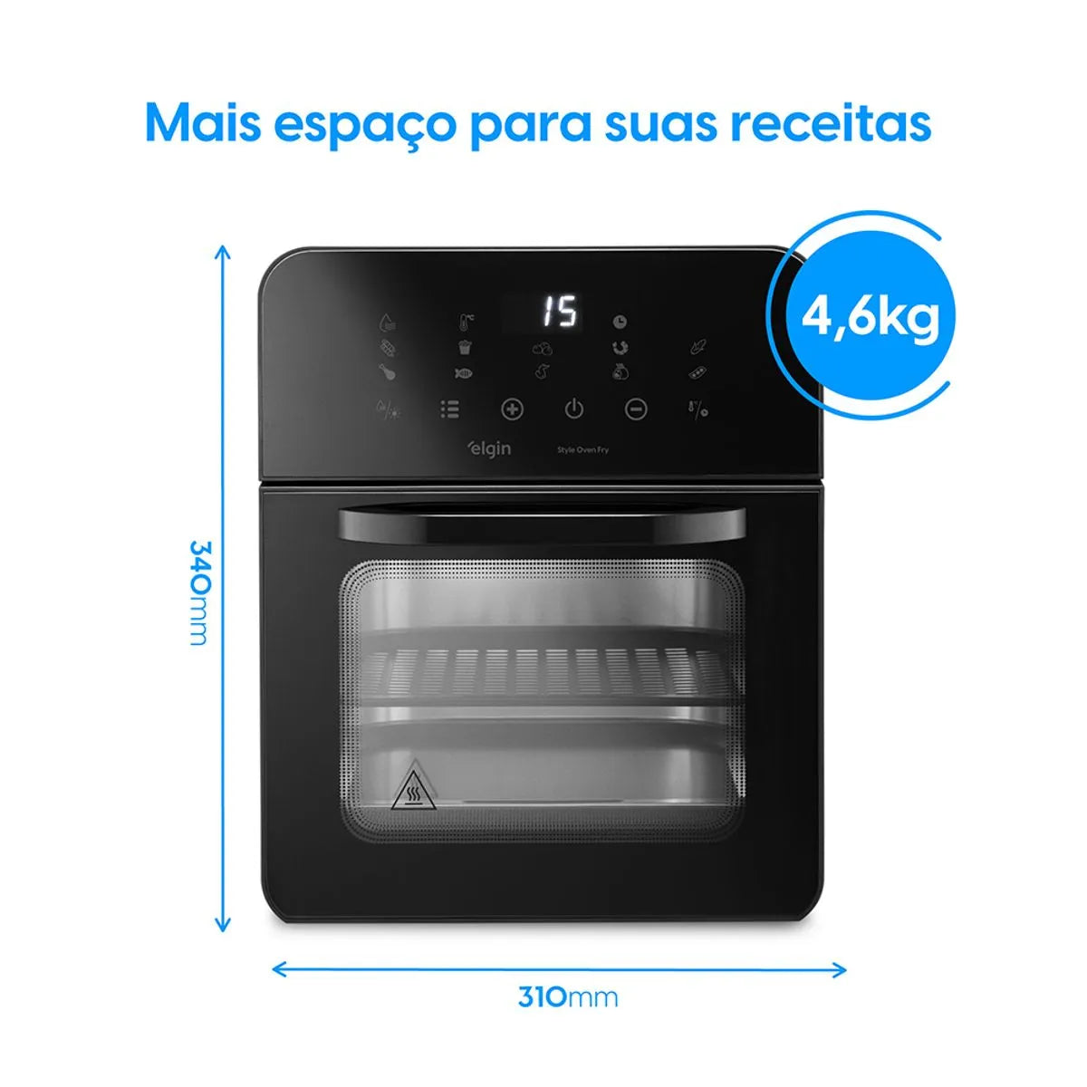 Fritadeira Air fryer Forno Style Oven Fry 10 Litros 220V 1.400W Grelha Removível com Painel Digital
