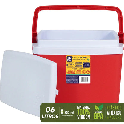 Caixa Térmica 6 Litros Vermelho Bel