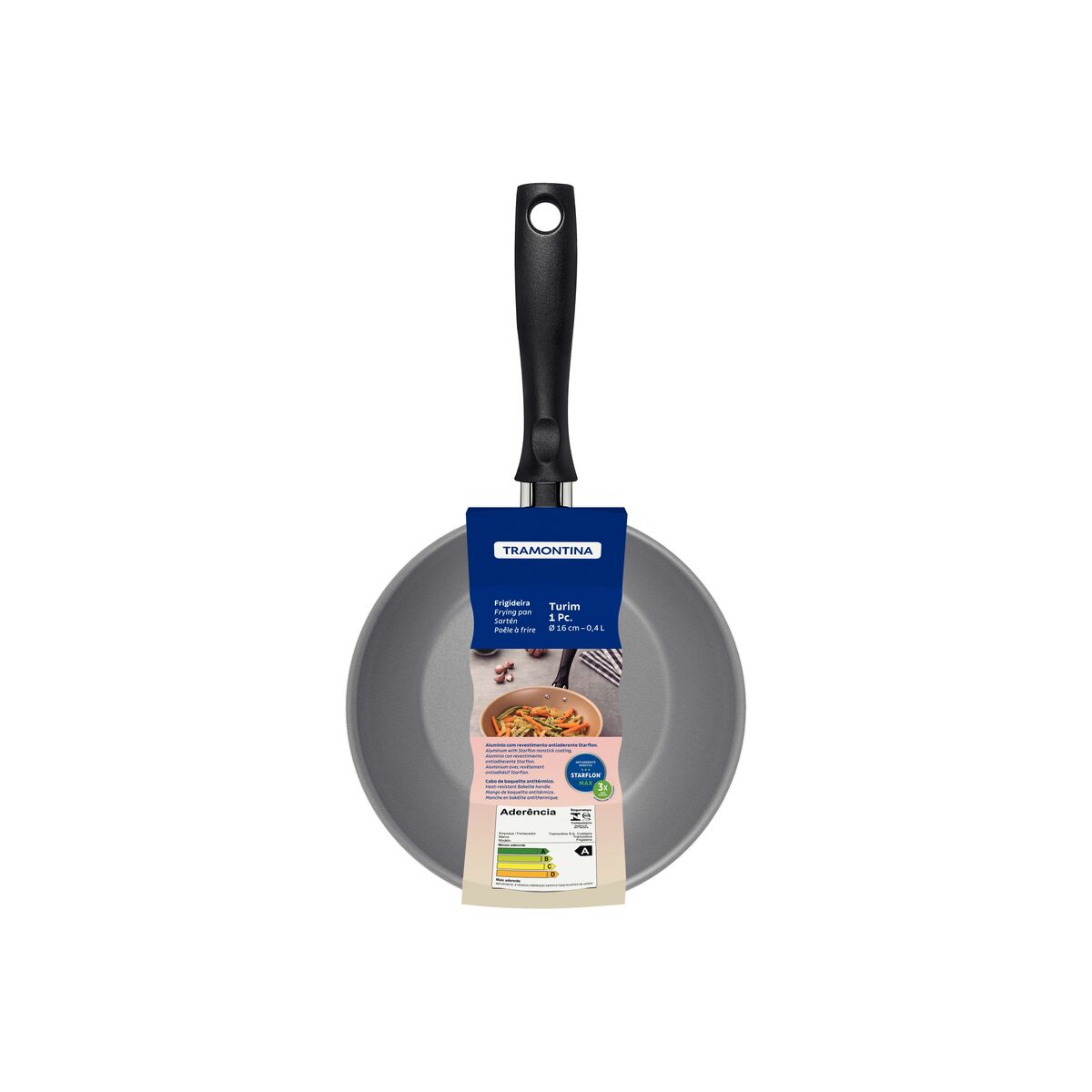 Frigideira Tramontina Turim em Alumínio com Revestimento Interno e Externo em Antiaderente Starflon Max Chumbo 16 cm 0,4 L