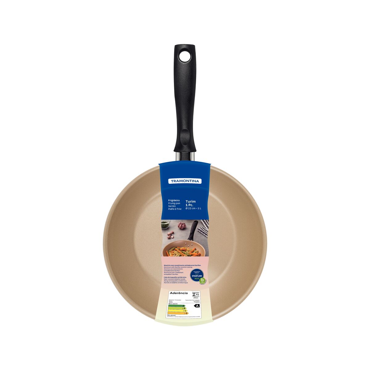 Frigideira Tramontina Turim em Alumínio com Revestimento Interno e Externo em Antiaderente Starflon Max Vermelha 22 cm 1 L