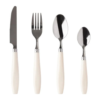 Faqueiro 24Pc Inox e Plastico Messina Branco