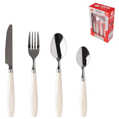 Faqueiro 24Pc Inox e Plastico Messina Branco