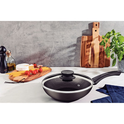 Frigideira Funda Tramontina Paris em Alumínio com Revestimento Interno e Externo em Antiaderente Starflon Max Chumbo com Tampa de Vidro 26 cm 2,9 L