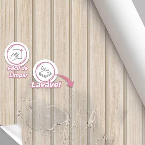 Papel de Parede vinil Madeira Ripada Clara 5MX45CM