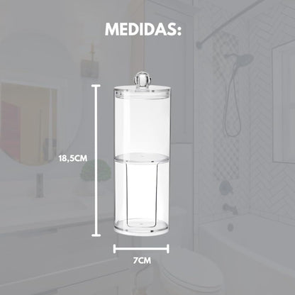 Porta Cotonete Camada Dupla C  Tampa Acrilico