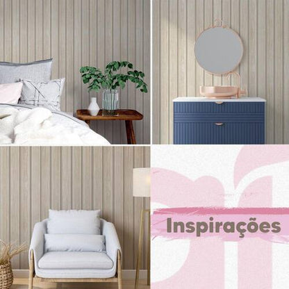 Papel de Parede vinil Madeira Ripada Clara 5MX45CM