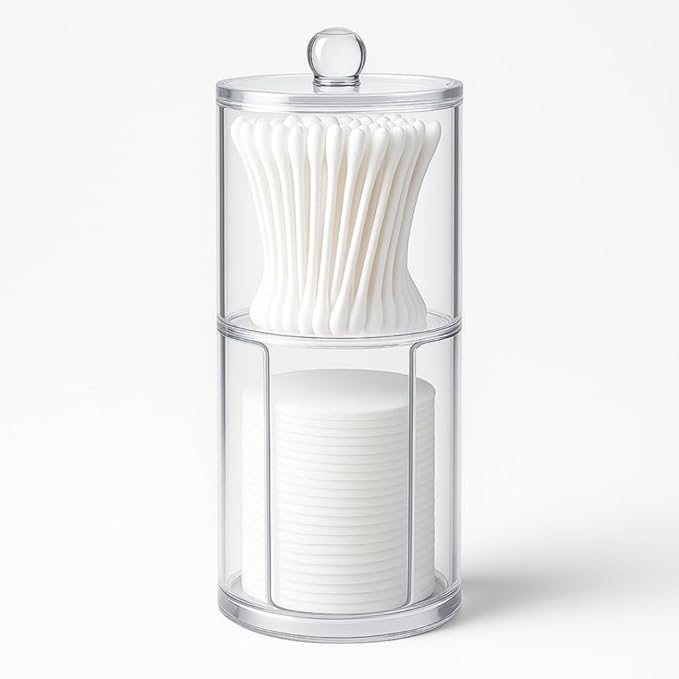 Porta Cotonete Camada Dupla C  Tampa Acrilico