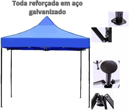 Tenda Gazebo 3x3m Sanfonada. Aço Galvanizado