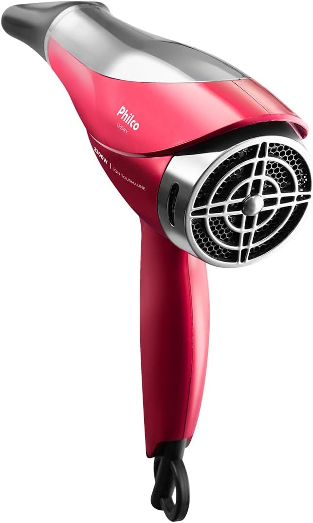 Secador de Cabelos Philco Vermelho Cherry Tourmaline Íon 2200W 220V