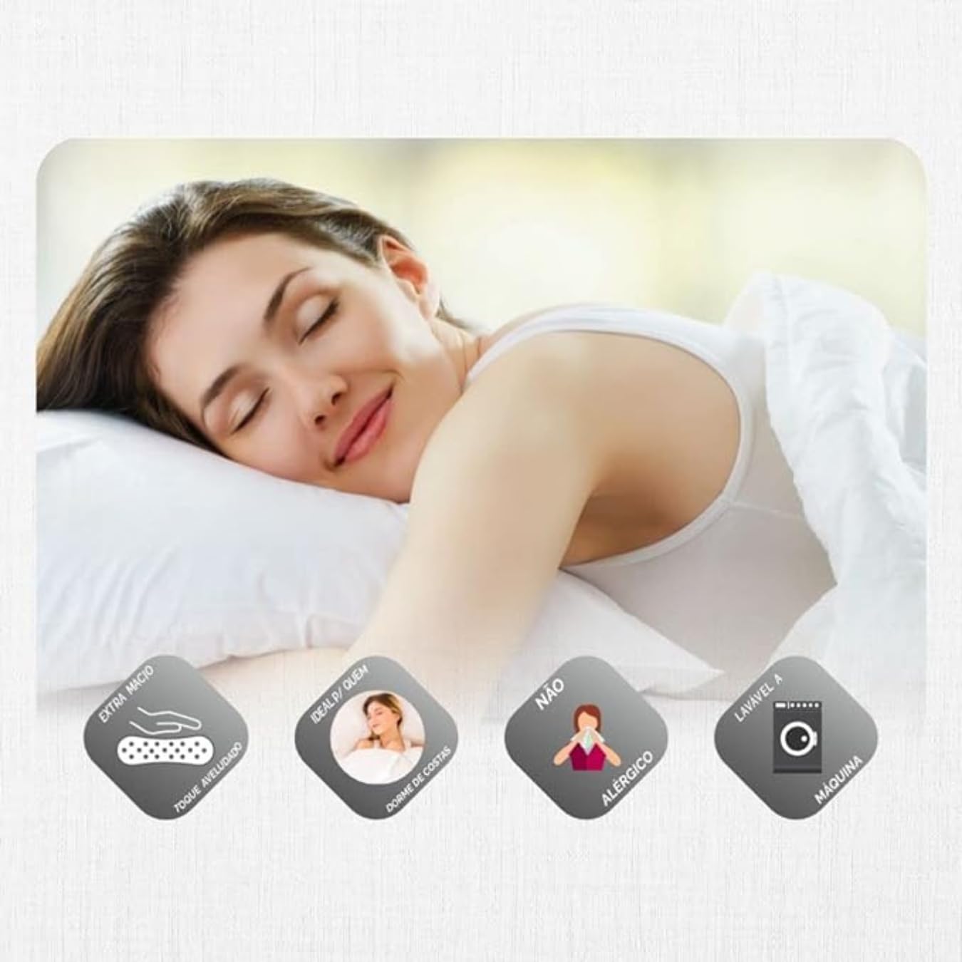 Travesseiro Toque Aveludado - 100 ANOS - BRANCO 48CM X 68CM