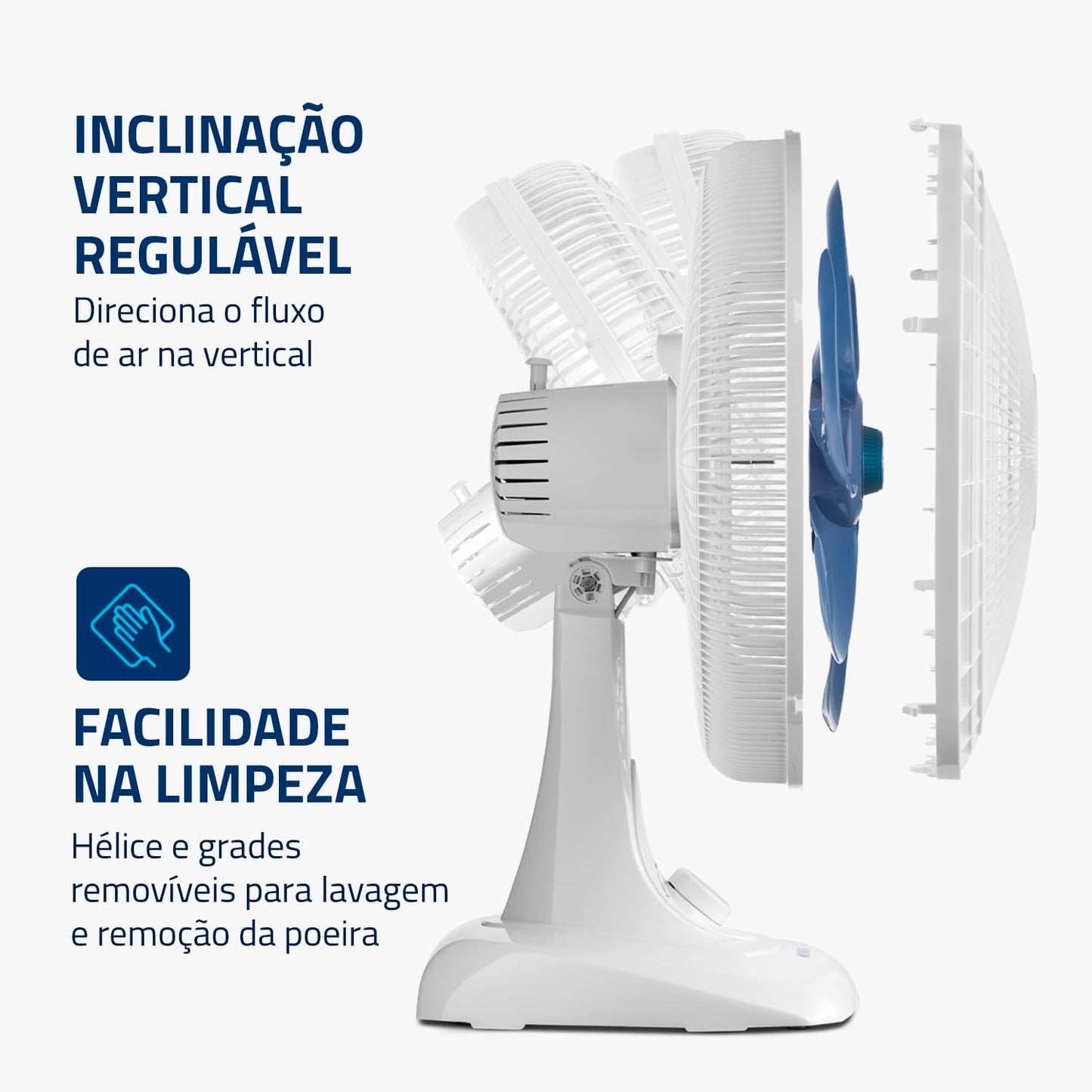 Ventilador de Mesa 40cm Super Power, Mondial, Branco/Azul, 140W, 220V - VSP-40-W