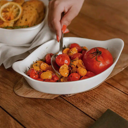 Assadeira Oval Branca Marinex Opaline de 1,4L