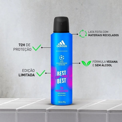 Desodorante Antitranspirante Adidas Masculino Champions League Best of the Best 72h Aerossol 150ml