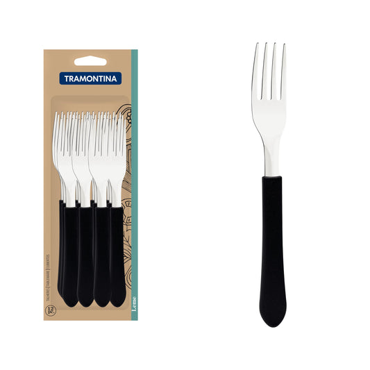 Garfo de Mesa Tramontina Leme com Lâmina em Aço Inox e Cabo de Polipropileno Preto