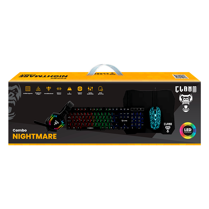 Combo Gamer Nightmare Candy - Teclado/Mouse/Headset/Mousepad-Clanm