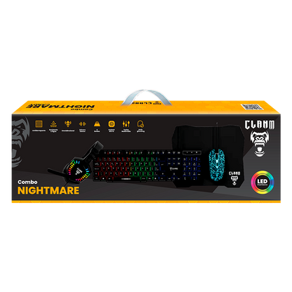 Combo Gamer Nightmare Candy - Teclado/Mouse/Headset/Mousepad-Clanm