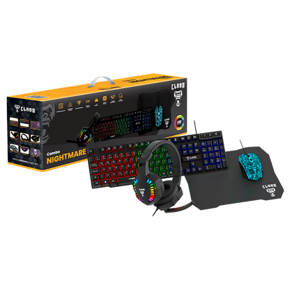 Combo Gamer Nightmare Candy - Teclado/Mouse/Headset/Mousepad-Clanm