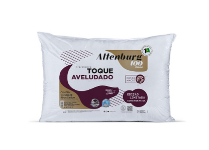 Travesseiro Toque Aveludado - 100 ANOS - BRANCO 48CM X 68CM