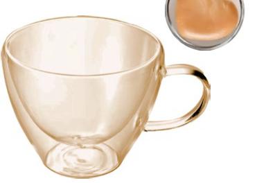 Xícara lisa de vidro âmbar parede dupla - 240ml 12x12x11CM