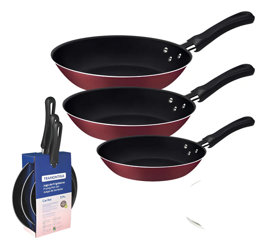 Jogo Frigideira Alumínio 3 Peças Caribe Tramontina Linz 16cm/20cm/24cm