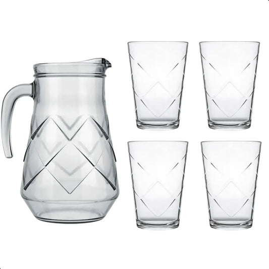Conjunto Copos e Jarra, Maracatu, 5 Peças, Incolor, Nadir