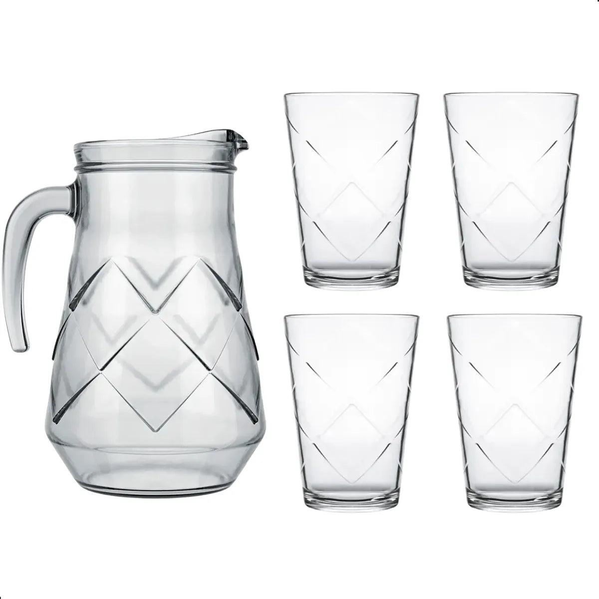 Conjunto Copos e Jarra, Maracatu, 5 Peças, Incolor, Nadir