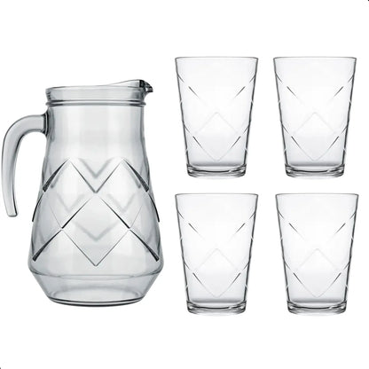 Conjunto Copos e Jarra, Maracatu, 5 Peças, Incolor, Nadir