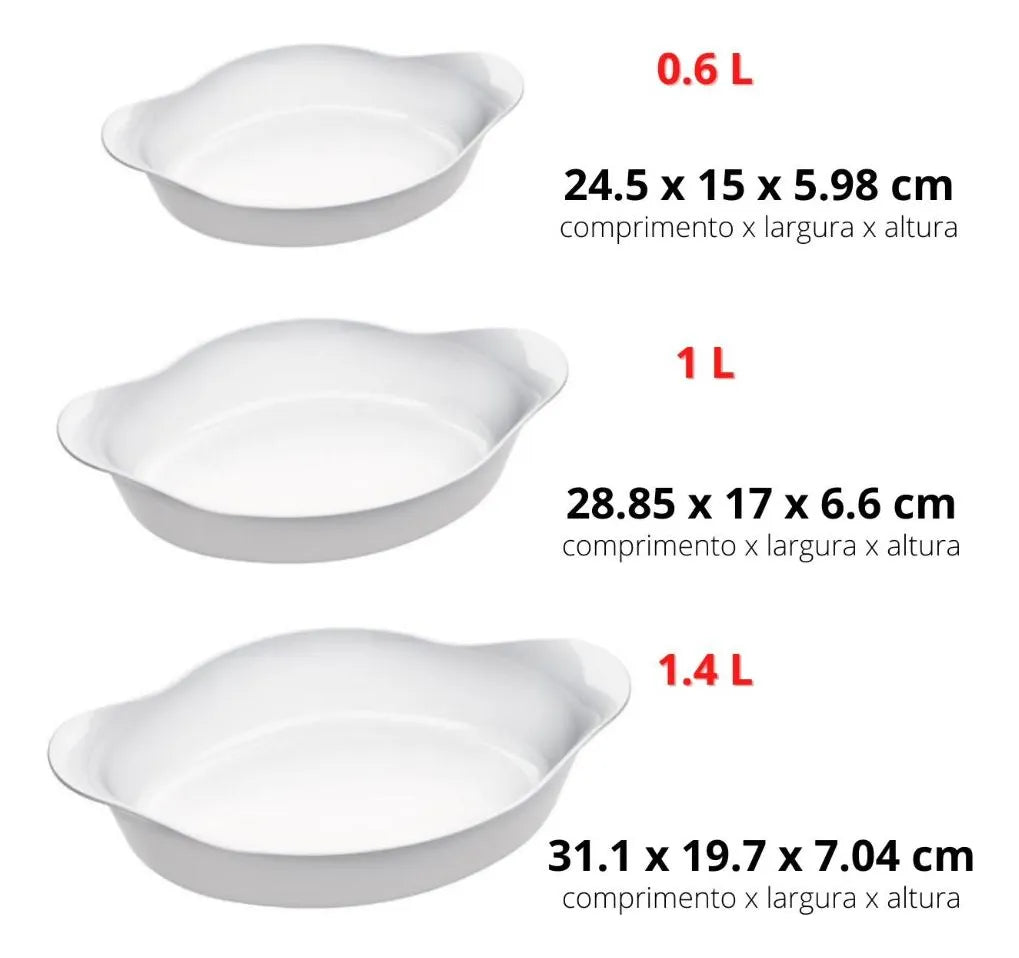 Jogo De Assadeiras Opaline Marinex Nadir - Kit 3 Unidades Cor Branco