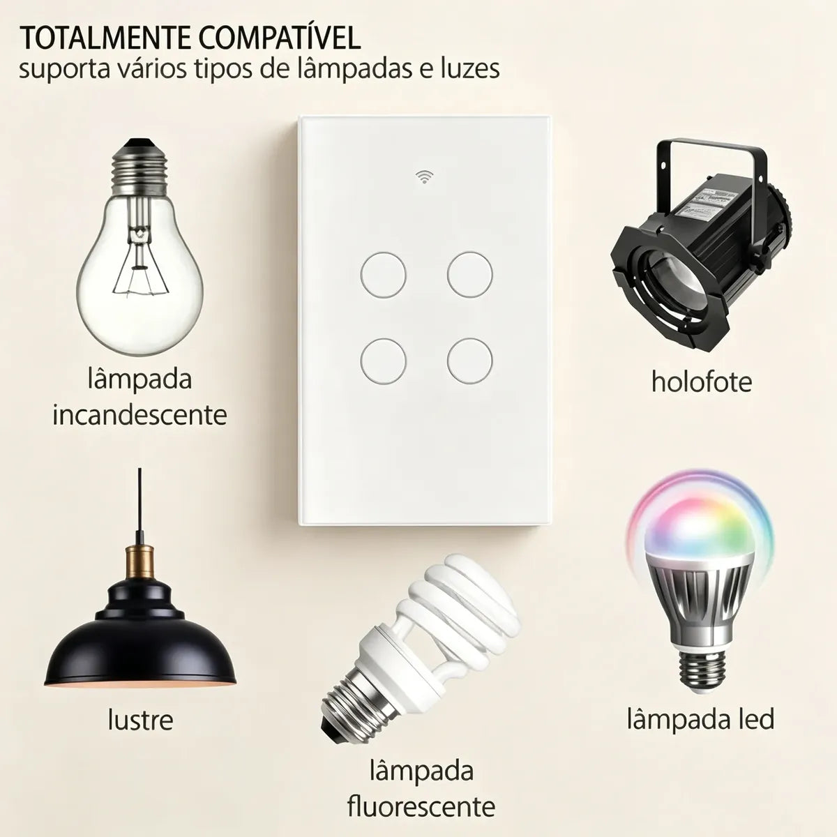 Touch Switch S-901-4 White 4 Gang