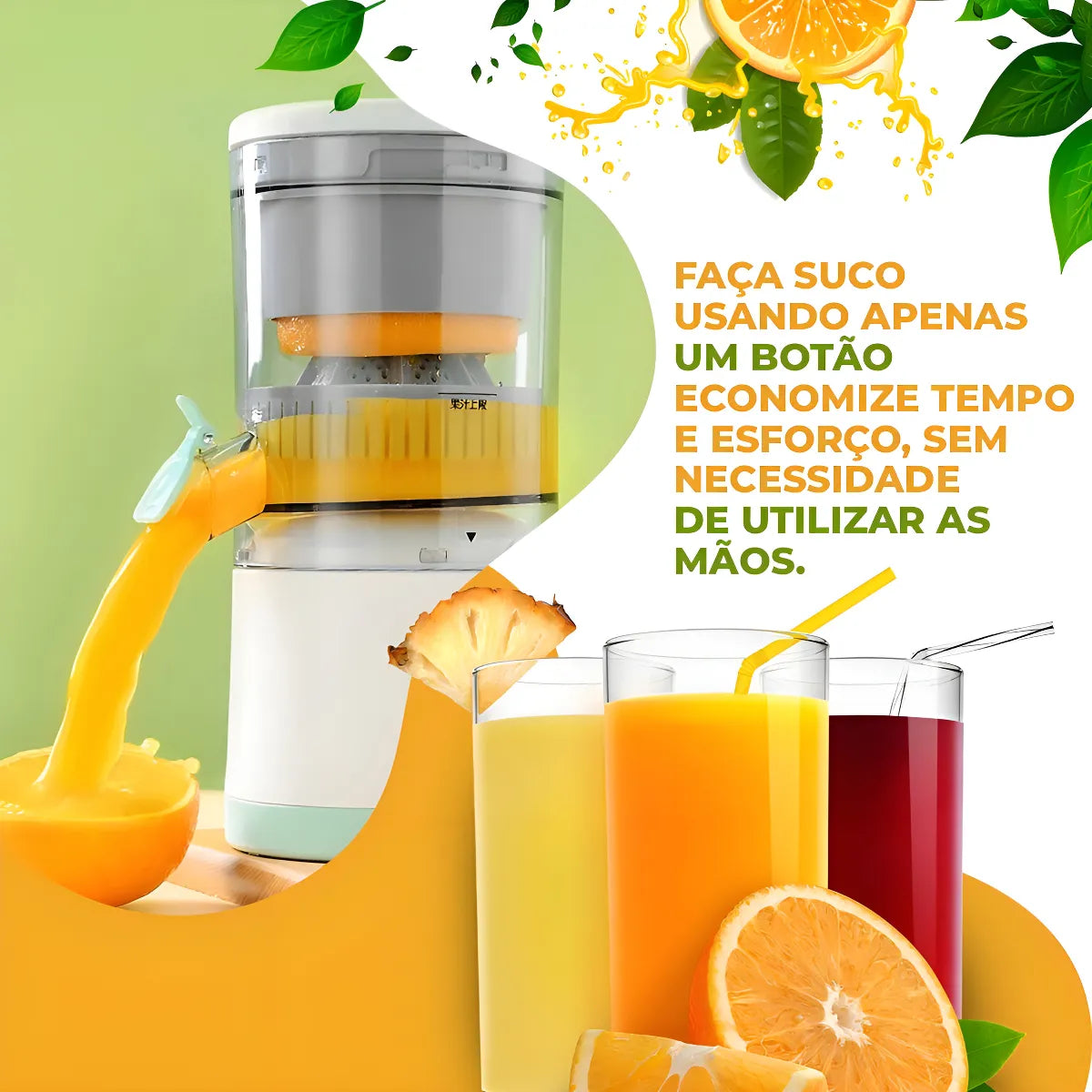 Máquina de suco cítrico recarregável – Espremedor portátil com USB