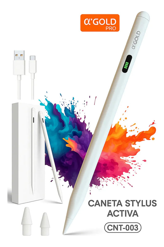 Caneta Touch Stylus Activa Tablet Branca Cnt003 A'gold