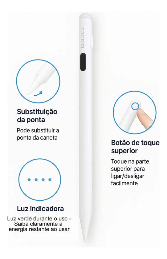 Caneta Touch Stylus Activa Tablet Branca Cnt003 A'gold