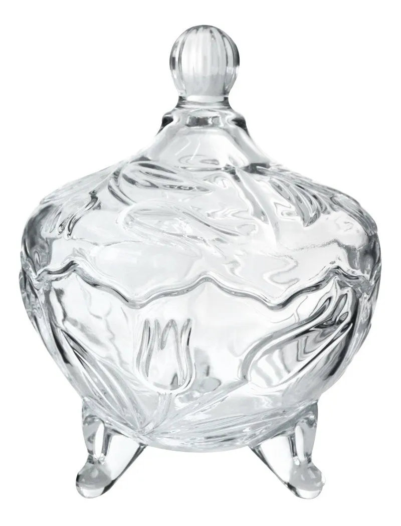 Bomboniere De Vidro Com Pé E Tampa 500ml 17,5x14cm