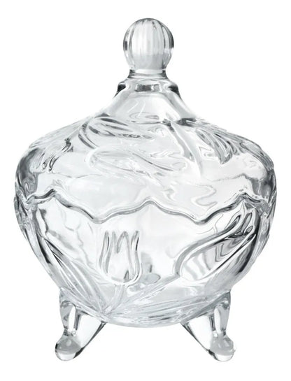 Bomboniere De Vidro Com Pé E Tampa 500ml 17,5x14cm