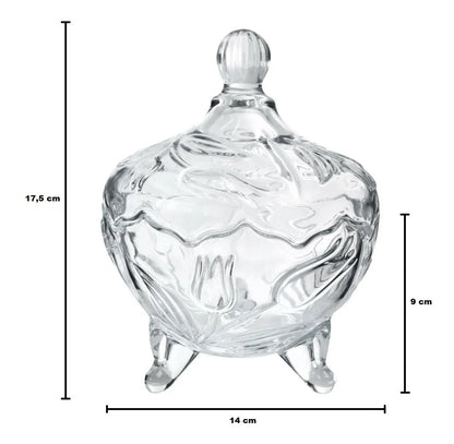 Bomboniere De Vidro Com Pé E Tampa 500ml 17,5x14cm