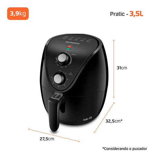 Fritadeira Elétrica Ar Af-35-bf Air Fryer 3,5l Preta Mondial