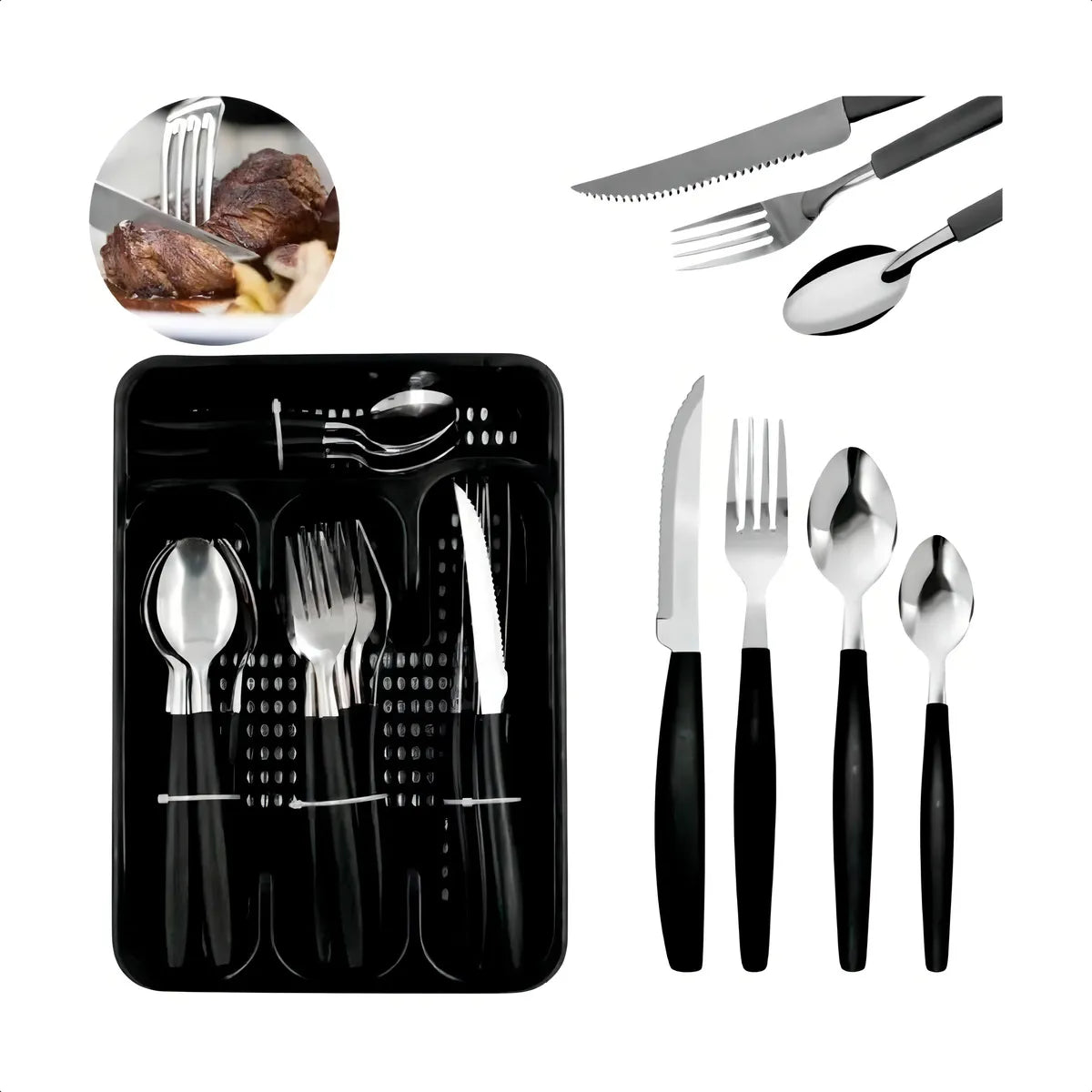 Faqueiro Florenza 25 Peças Preto